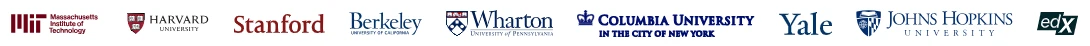 MIT, Harvard, Stanford, Berkeley, Wharton, Columbia, Yale, Johns Hopkins e edX